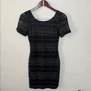 Forever 21 Black Gold Lace Dress Size Small